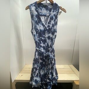 Blue Tie-Dye Sleeveless Dress